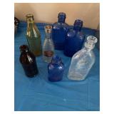 Yellow glass apothecary bottle, Bo, peep ammonia,