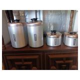 Vintage metal canisters set of four