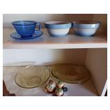 Vintage condiment set some depression glass two