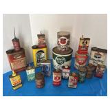 Vintage oil cans, and other as shown, including