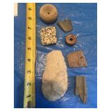 Hoe, drilled discoidal, broken pendants