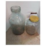 Vintage chicken feed jar with handle large pickle