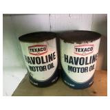 Two vintage Texaco Havoline oil cans. These are