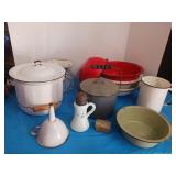 Vintage gray granite p a i l lid and handle
