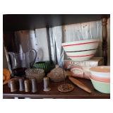 Miscellaneous glassware and vintage mixer top