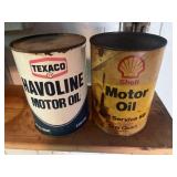Vintage Texaco Havoline motor oil and shell oil