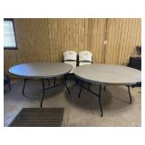 Two round banquet tables and eight chairs