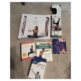 Pilates toning ring, tone bar, Books, and