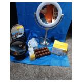 Lighted makeup mirror two small mirrors and other