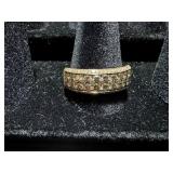 Ladies 14 karat gold moissanite stone size 9 ring