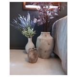 Three vases two are Pottery one is dish does