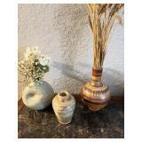 Vintage Onyx vase, terra-cotta vase with wheat