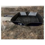 STAUB enameled cast iron dark blue grill pan