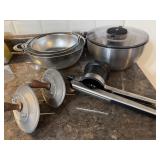 Potato ricer, OXO salad, spinner, ham holders,