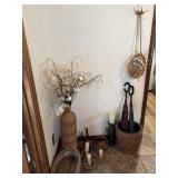 Baskets, battery operated candles, hanging nest