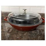 STAUB red 3.5 Qt. Braiser with lid
