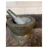 Extra Large green granite mortar and pestle set
