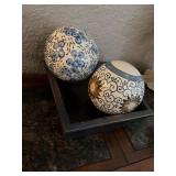 2 vintage chinoserie carpet balls/orbs. Appear to