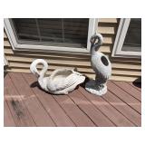 Swan and crane planters. Resin or plastic. Not