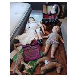 Vintage items two dolls doilies Hot Wheels car
