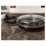 Staub enameled cast iron deep skillet and