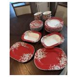 Noble excellence Dinnerware Brick Red pattern.