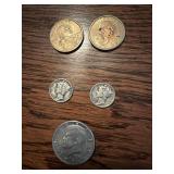 2 winged liberty dimes 1938 & 1941, 2 Sacajawea