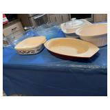Pyrex ribbed, ice blue/aqua nesting mixing bowls,