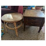 And table and round wooden side table