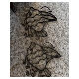 Pair of metal fish planter wall hangers