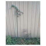 Two shepherds hooks and two outdoor metal cat