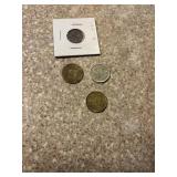 1951-D wheat penny, NAMCO Pac-Man token, arcade,