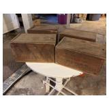 4 Wooden boxes appear to be antique.