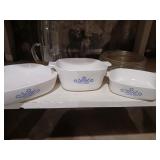CorningWare baking dishes. Fire King pie pans 8