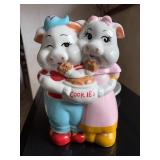 Ceramic anthropomorphic pig cookie jar
