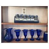 Cobalt blue picture, four parfait glasses and