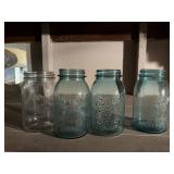 Blue green canning jars, and several other o