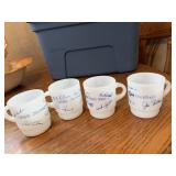 1969 Chicago Cubs Set of 4 FIRE KING mugs