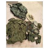 Military bags, hats and magazine pouches as shown
