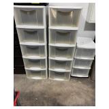 3 plastic drawer units