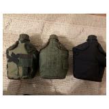 3 canteens in covers. Canteens are plastic