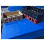 Pepsi crate and 3 Coca Cola plastic crates