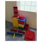Organizer, two shelves, painted ammo box, red