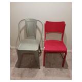 Two metal chairs one red one Gray