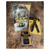 Black widow folding slingshot New, leather man