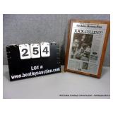 THE DALLAS MORNING NEWS "XXX-CELLENT" PLAQUE- 7"