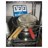 LOT: ASSORTED PANS, POTS, STRAINERS LOT: ASSORTED PANS, POTS, STRAINERS
