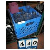 BLUE CRATE W/ GLASS VASE BLUE CRATE W/ GLASS VASE