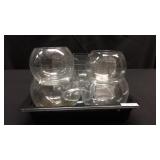 Assorted box of votive holders and flower vases