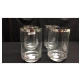 9 inch silver rimmed glass hurricanes